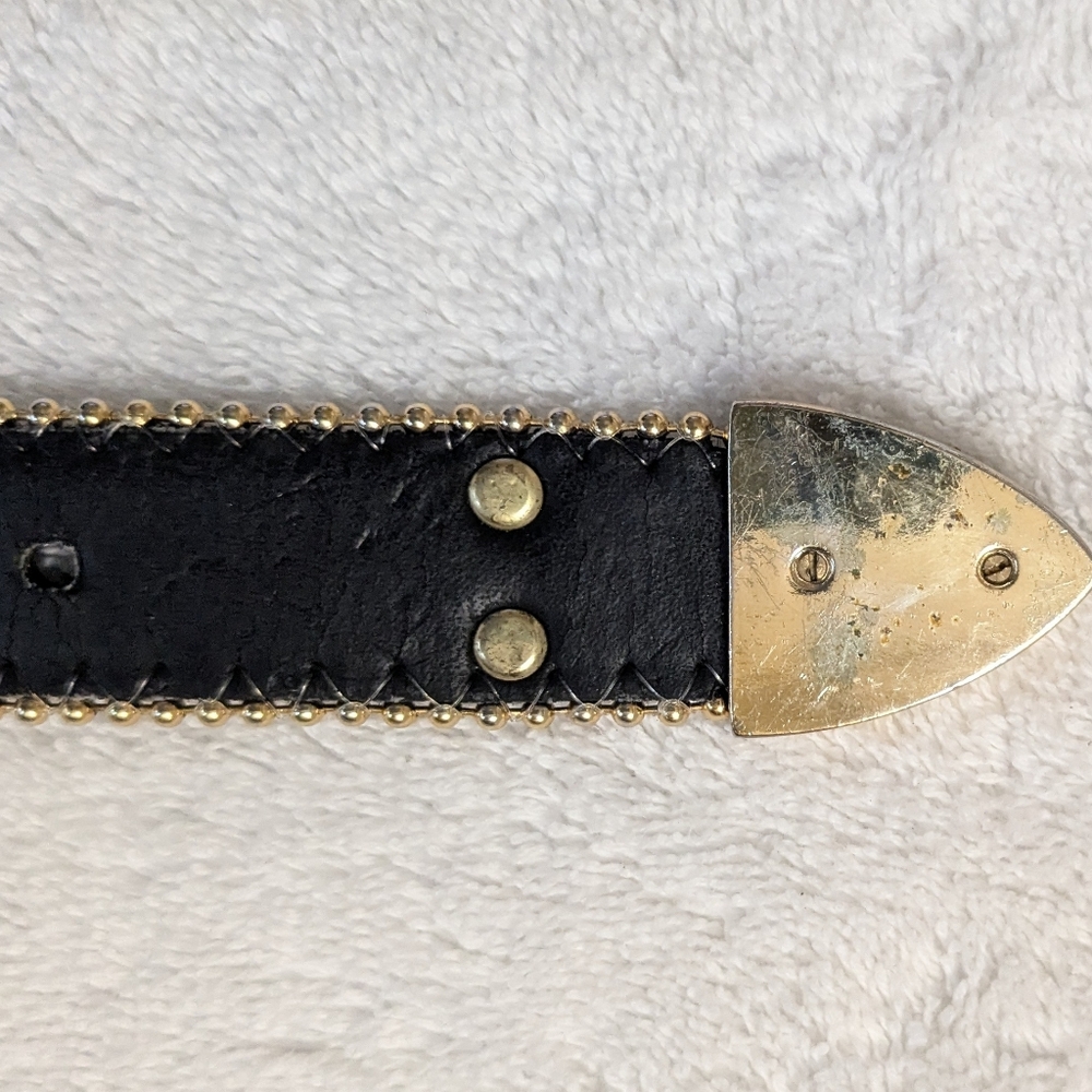 Christine Alexander Belt Western Black Leather Embellished Rhinestone Crystal M - Picture 8 of 9